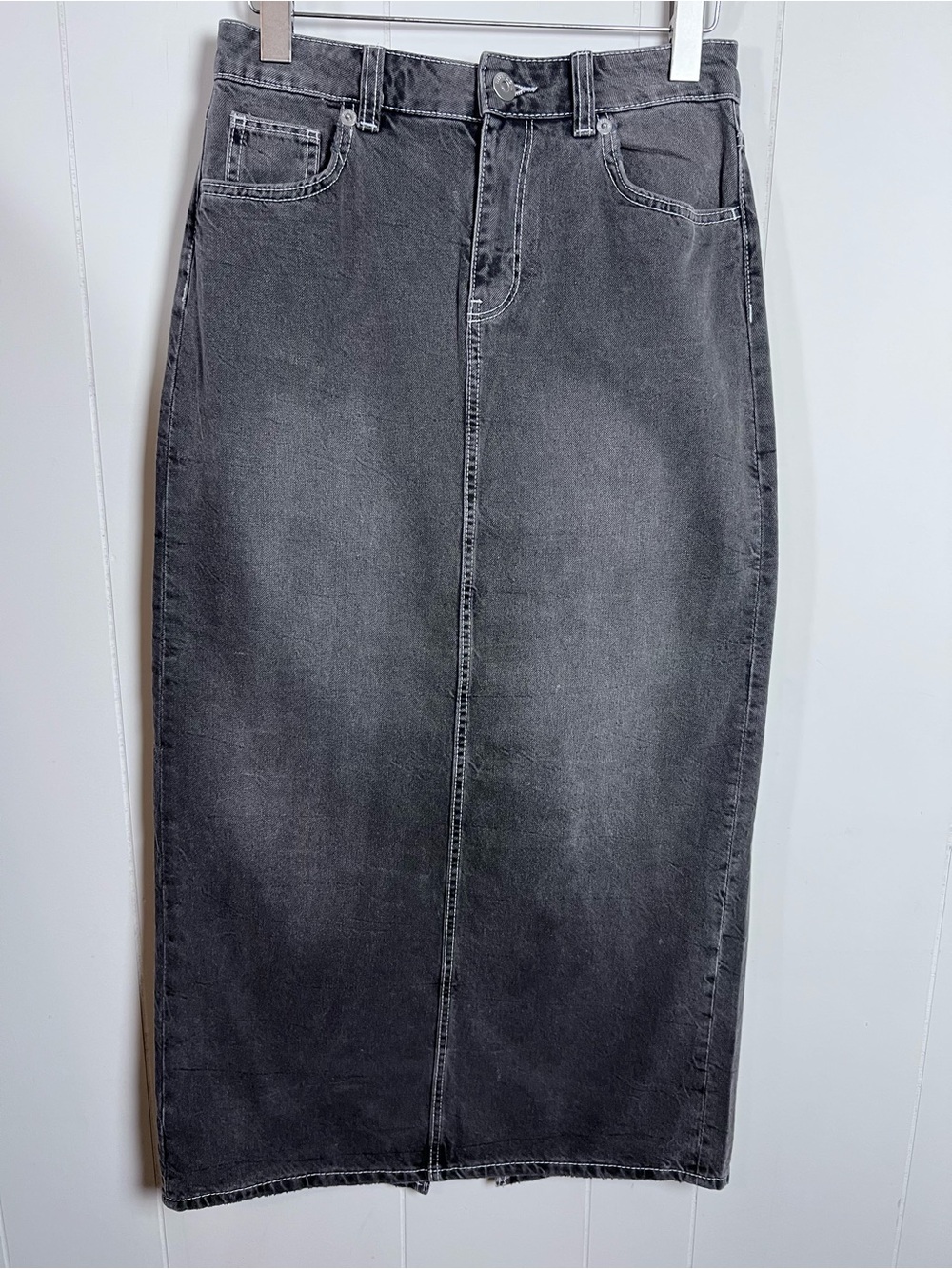 NWT‎ Divided Charcoal High-Waist Denim Midi Skirt